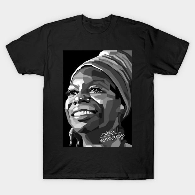 Abstract WPAP Nina Simone with grayscale colors T-Shirt by smd90